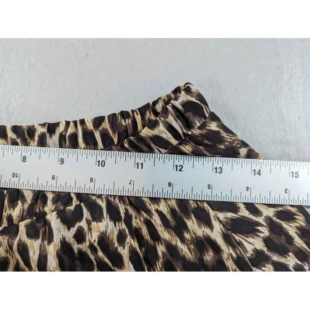 Forever 21 Skirt Women's Sz Medium Leopard Animal Print Pleated Sheer Midi Boho